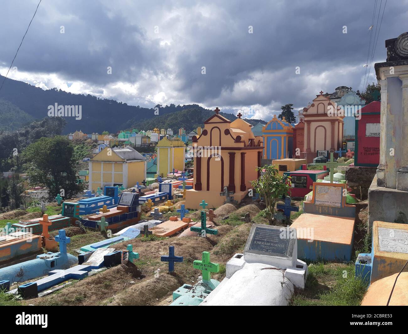 The colorful cemetery of Chichicastenango. Guatemala. Stock Photo