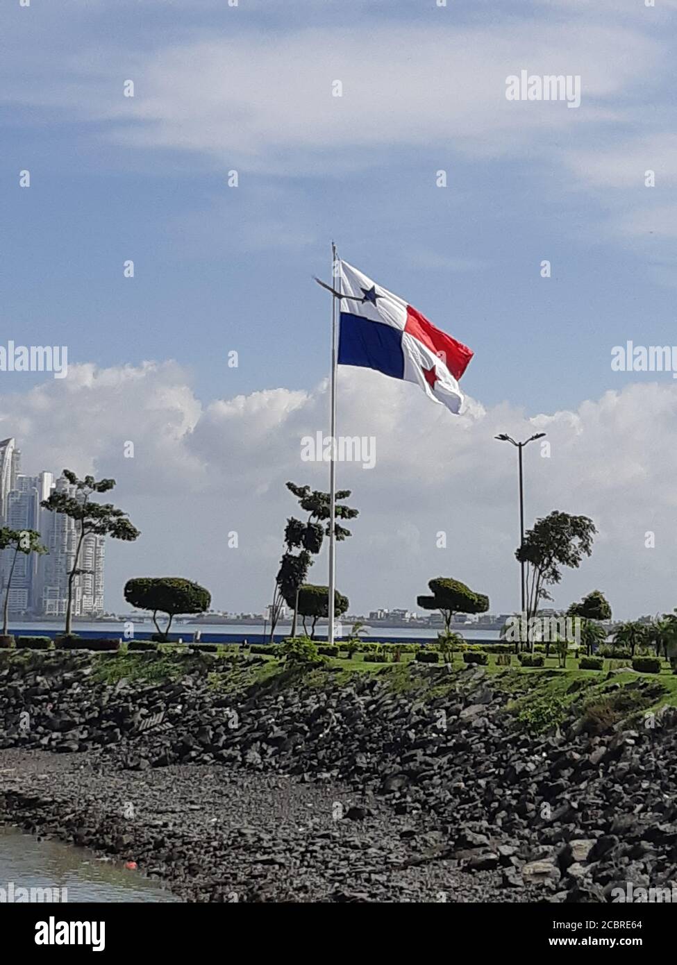 Flag of Panama at Panama city, Panama. Stock Photo