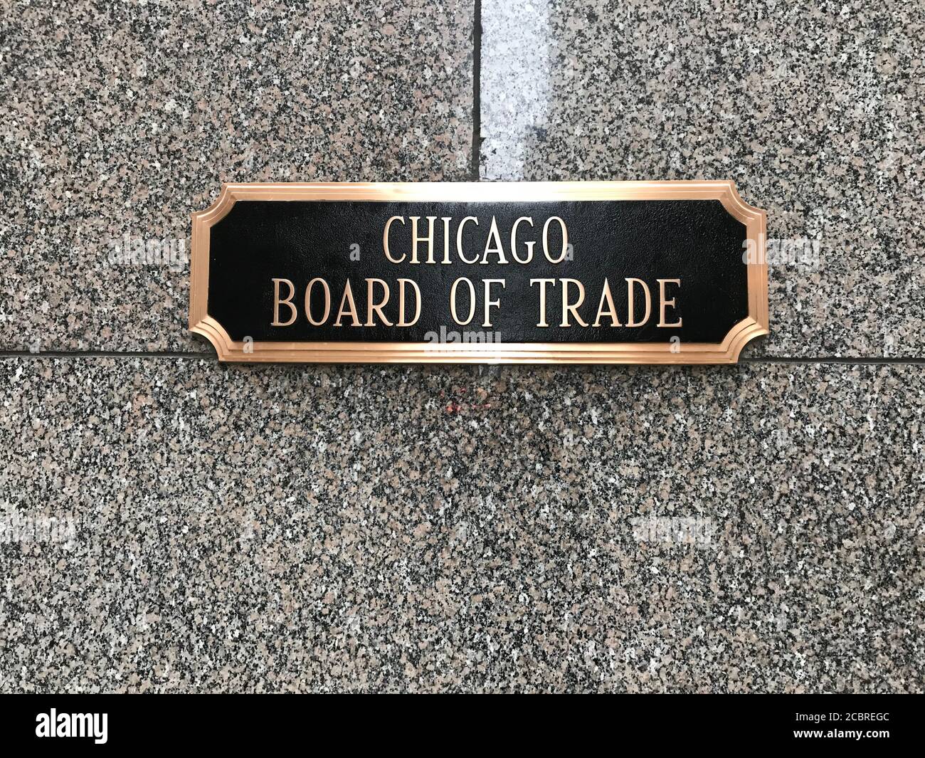 Chicago Board of Trade sign on building. Chicago, Illinois / United States. Stock Photo