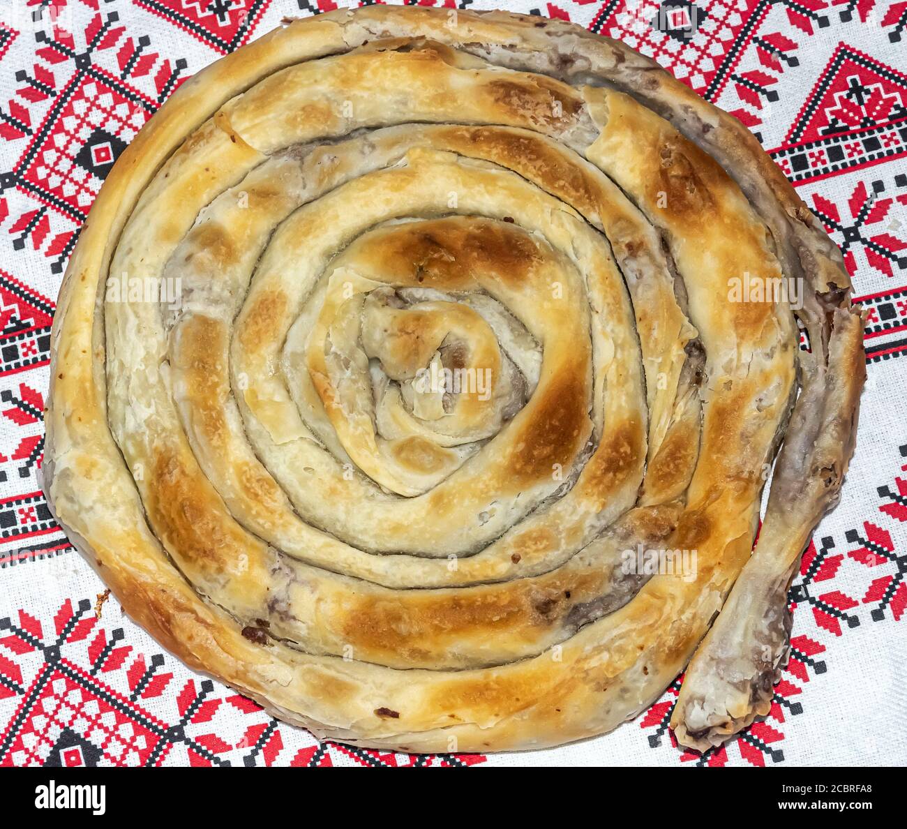 Homemade Burek - Bosnian meat pie Stock Photo