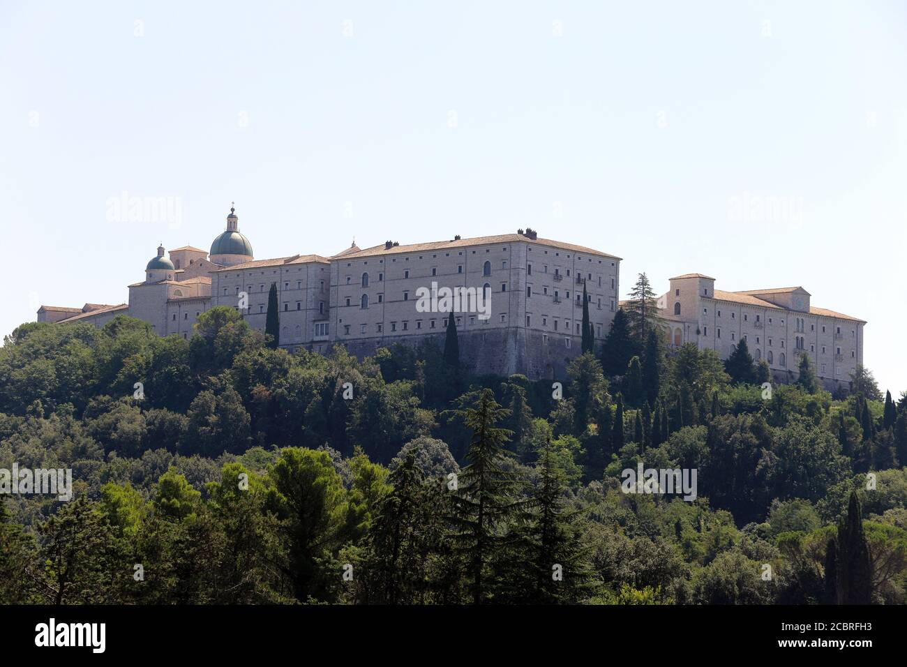Cassino, Italy - August 14, 2020: View of Montecassino Abbey from the Polish Military Cemetery Stock Photo