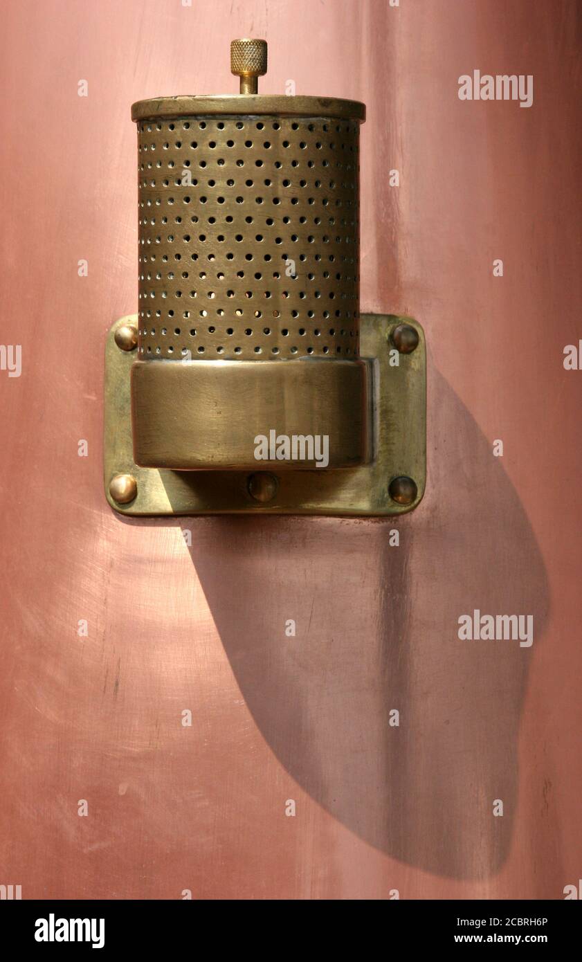 Filter on a copper kettle. Stock Photo