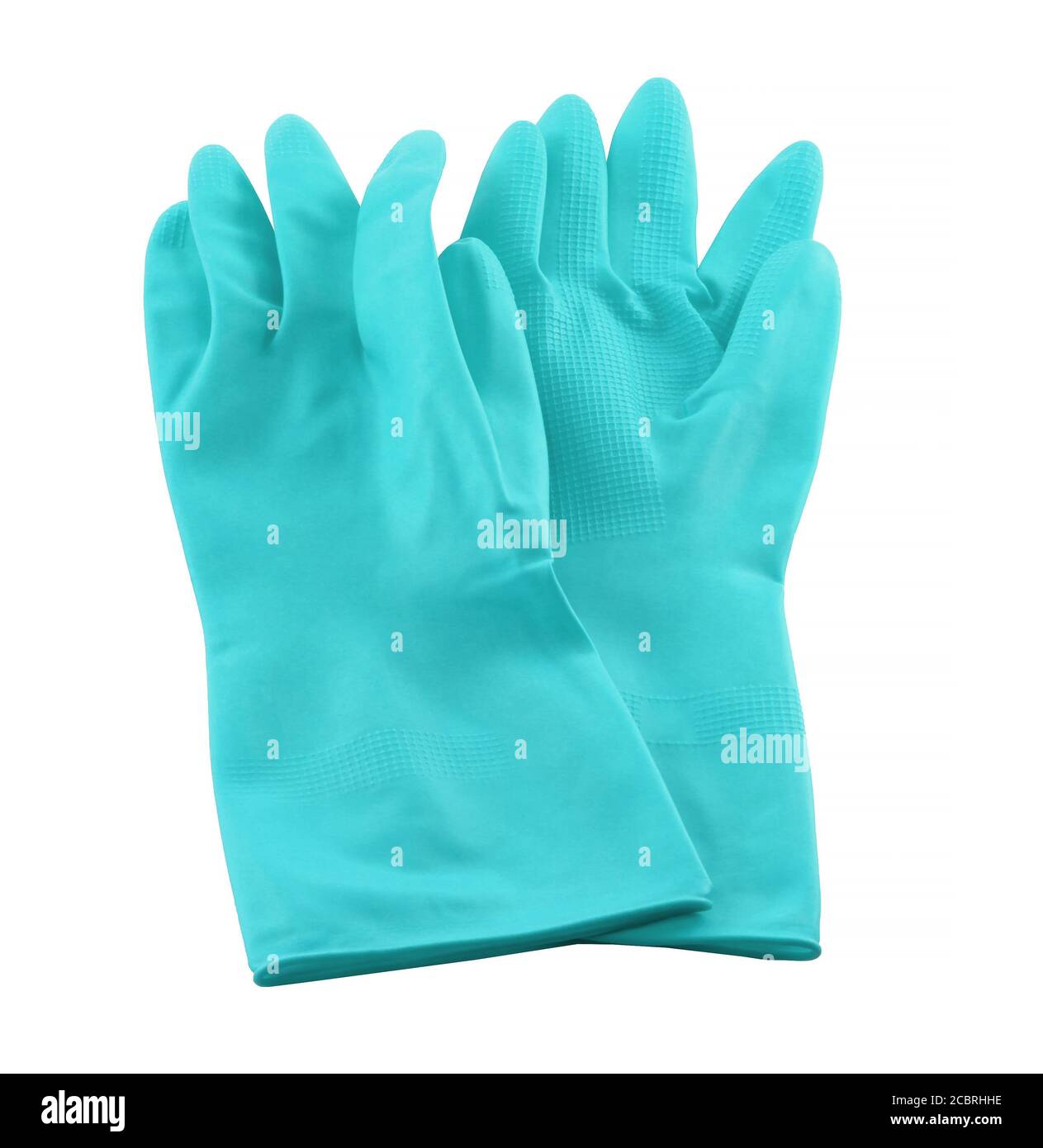 Blue rubber gloves for cleaning isolated on white background. It is