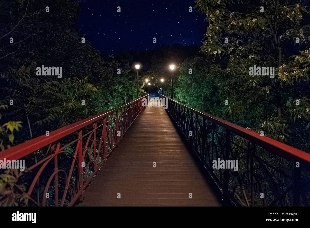 wooden Park Bridge, also known as the Bridge of Lovers in Mariinsky