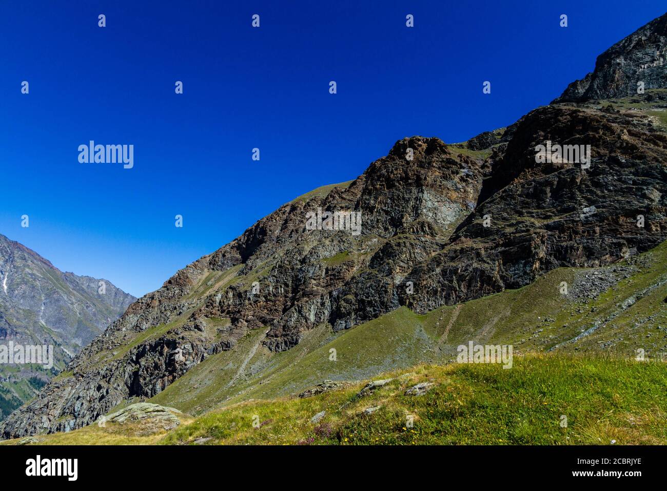 Green valley in the mountains Stock Photo