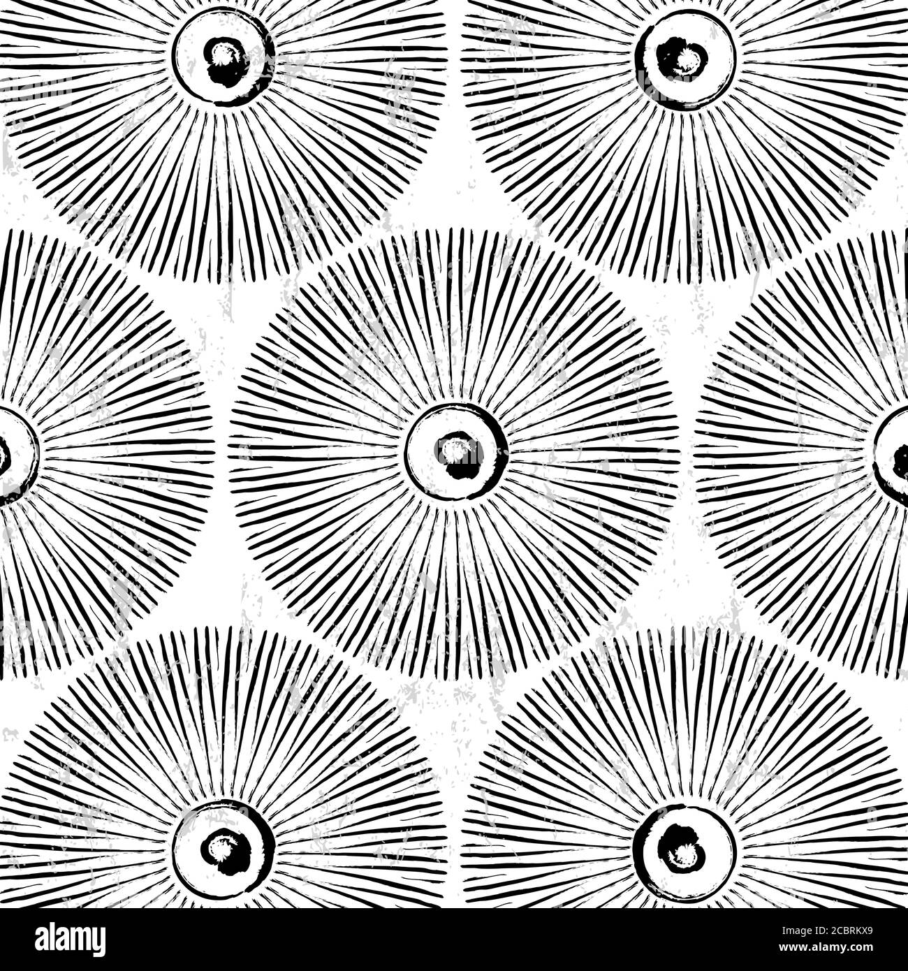 seamless circle pattern, background  with strokes, black and white, grungy Stock Vector