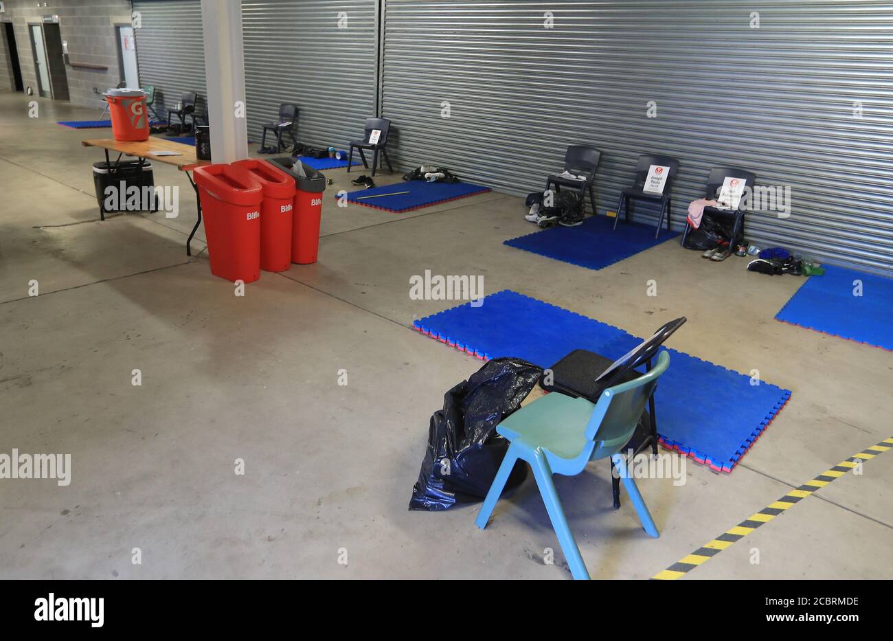 General view of the St. Helens makeshift dressing room, who play