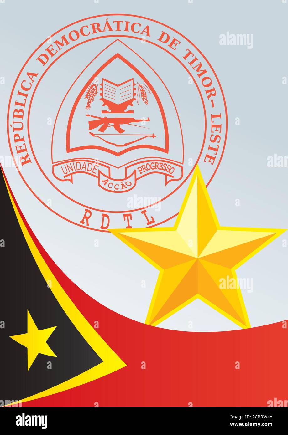 Flag of East Timor, template for the award, an official document with a ...