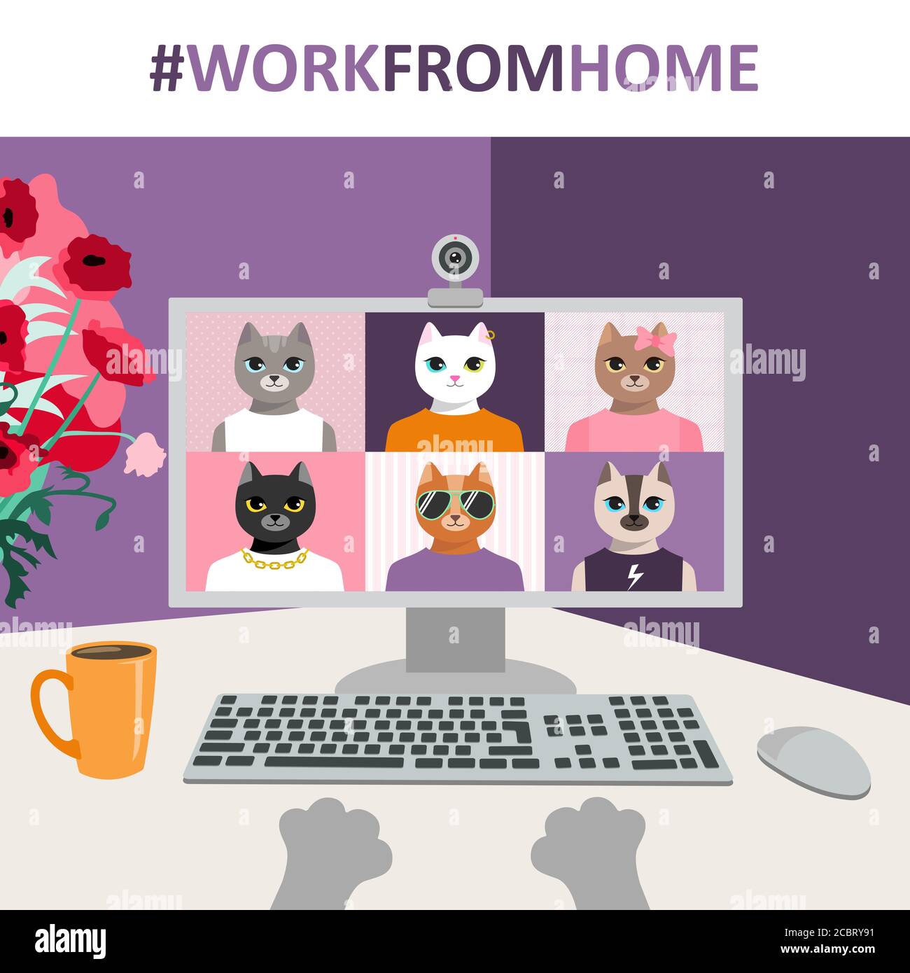 Covid 19 Social Distancing Cute Cartoon Cats Working At Home Video Call Vector Illustration Desktop Plant Coffee Live Stream Students Chat Stock Vector Image Art Alamy Covid 19 Social Distancing Cute Cartoon Cats Working At Home Video Call Vector Illustration Desktop Plant Coffee Live Stream Students Chat Stock Vector Image Art Alamy