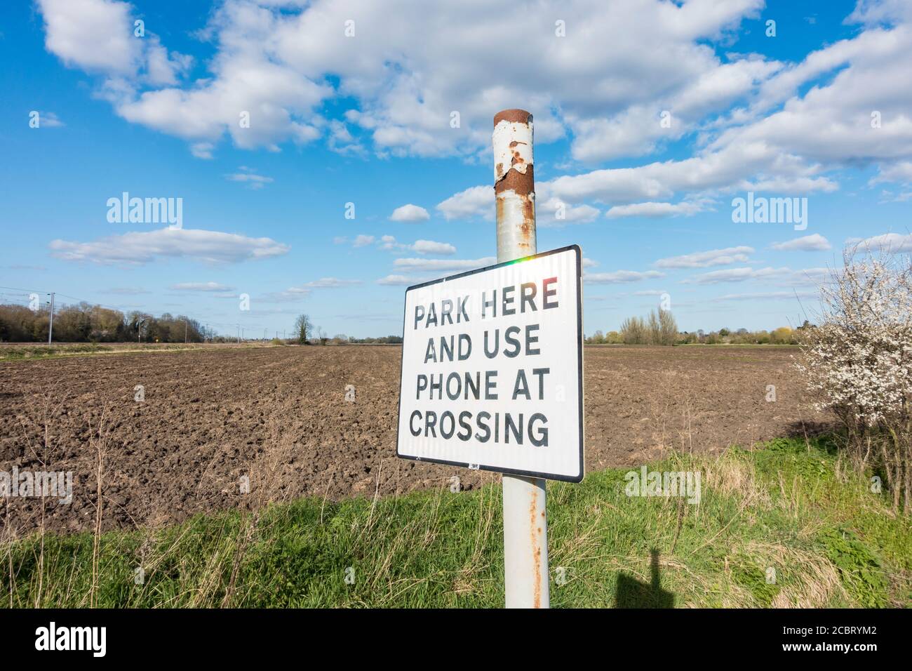 Railway instruction sign to drivers of large vehicles Stock Photo