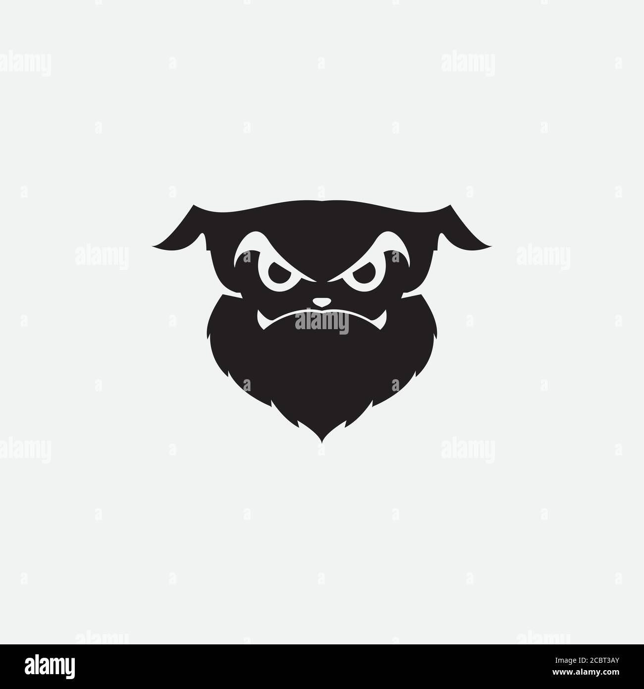 dog face scary silhouette  logo design Stock Vector
