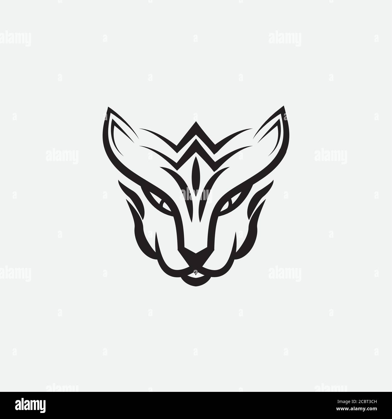 FOREST CAT  Norwegian FACE LINE  LOGO DESIGN Stock Vector