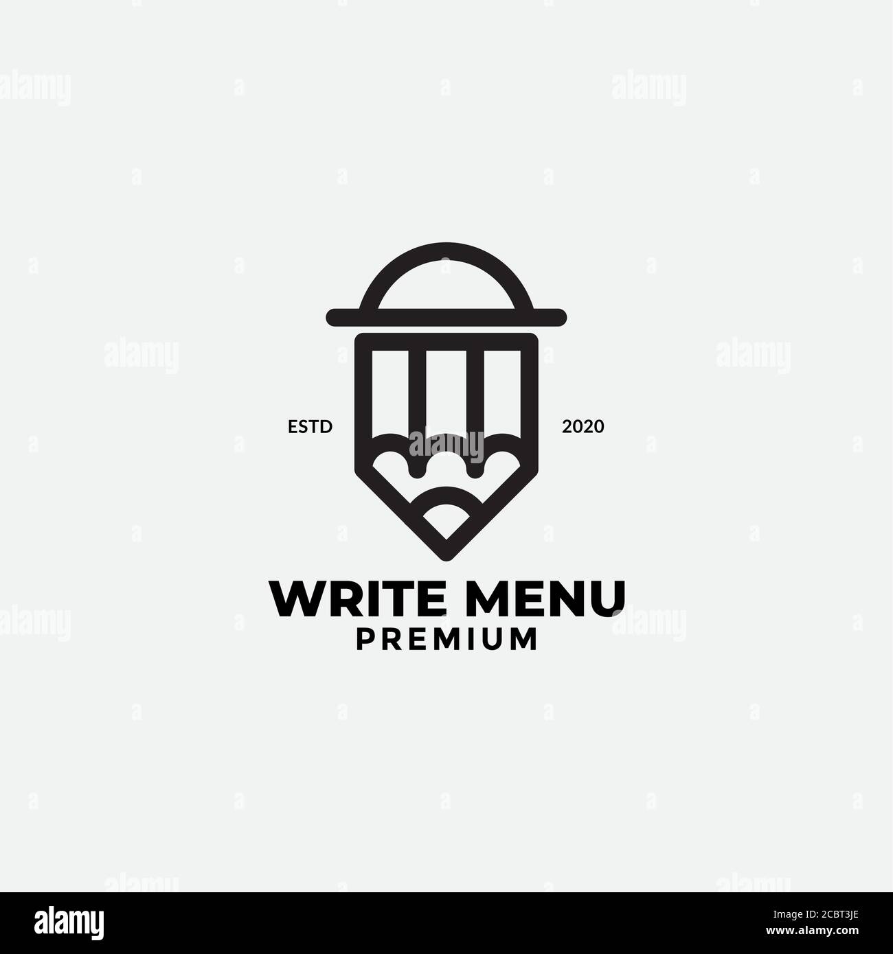 CREATIVE PENCIL BOOKING MENU RESTAURANT LOGO DESIGN Stock Vector