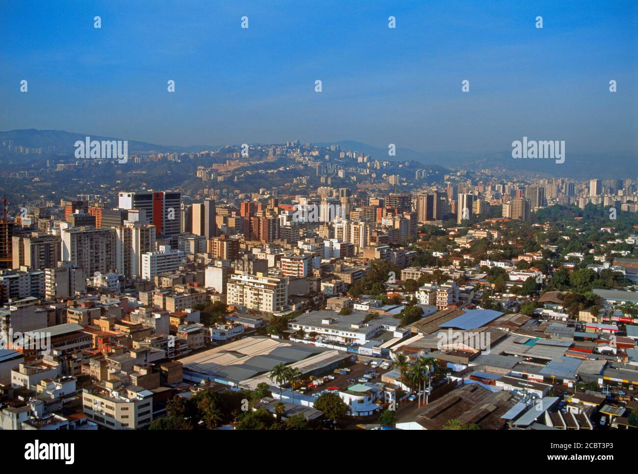 Overview of Caracas and surrounding hillsides in Venezuela Stock Photo
