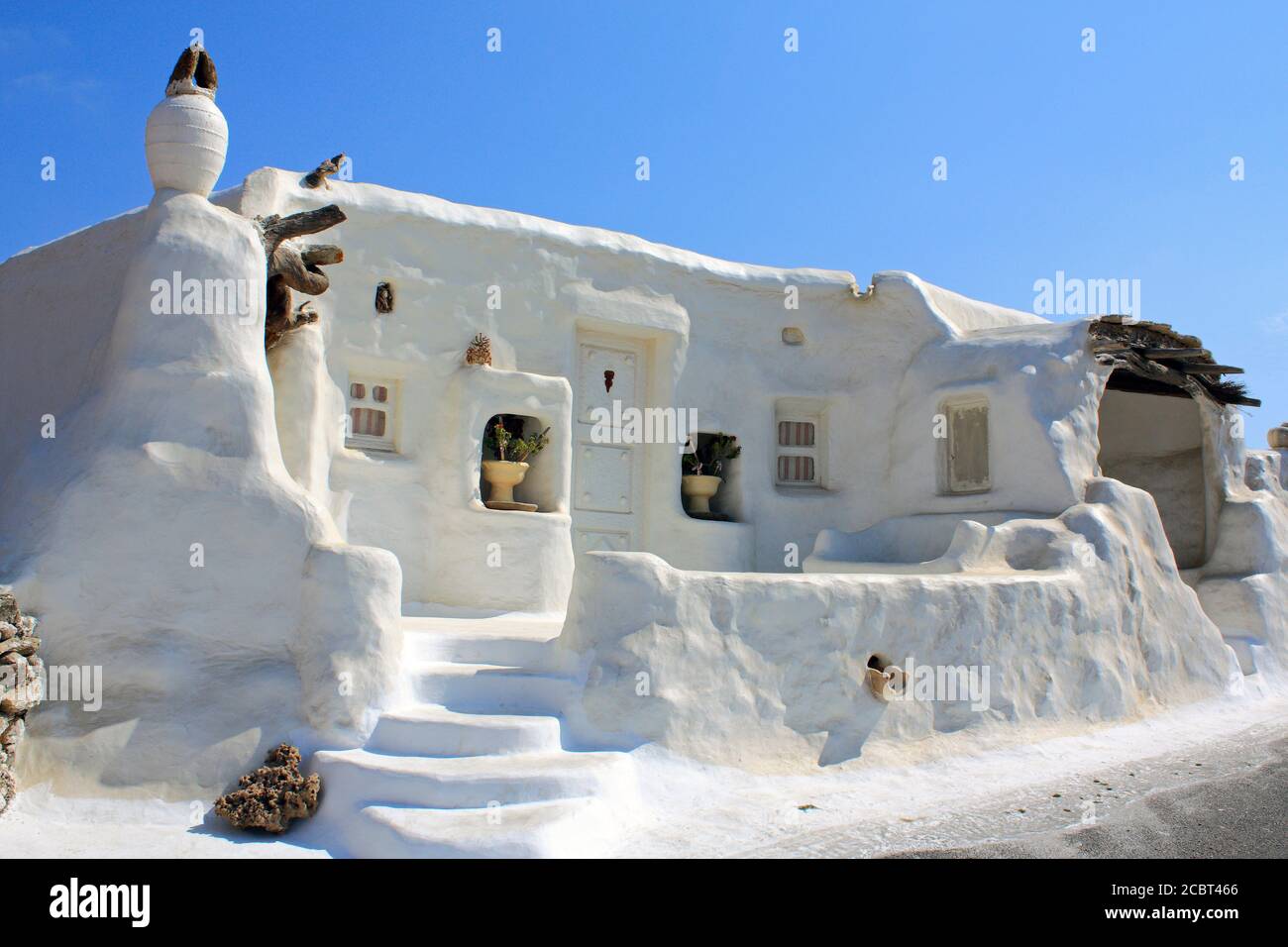 Typical Mykonos House Cyclades Greece Europe Stock Photo
