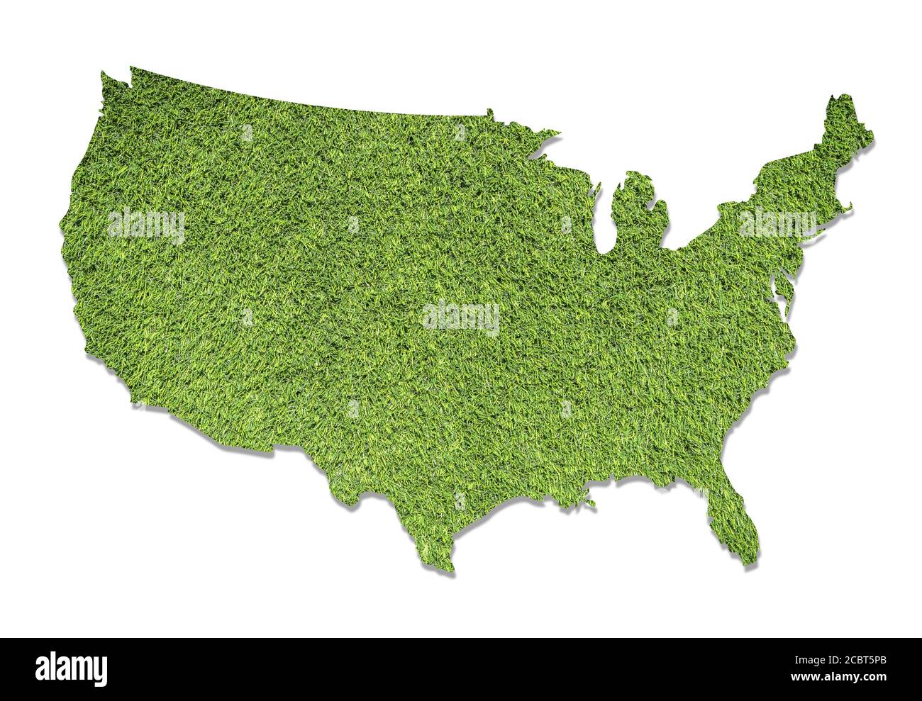 Geographic map of the United States of America with green grass texture. The shape of America's borders as ecological symbol. Stock Vector