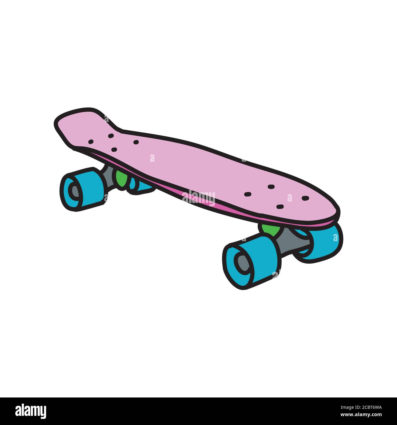 penny board doodle icon, vector color illustration Stock Vector Image