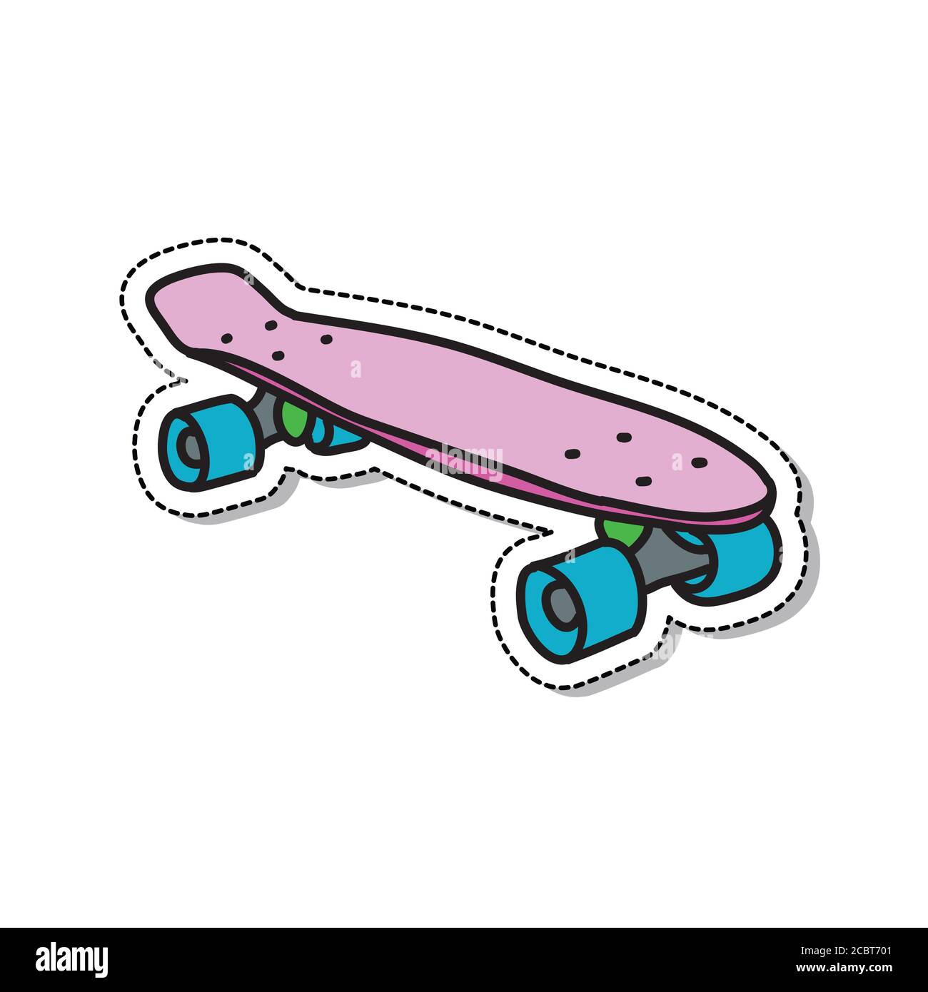 penny board doodle icon, vector color illustration Stock Vector Image