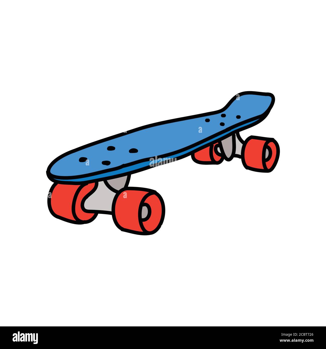 penny board doodle icon, vector color illustration Stock Vector