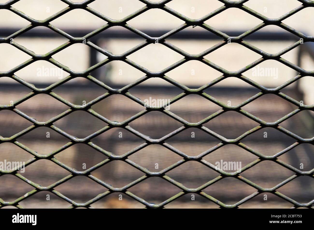 A close up image of a metal fence Stock Photo