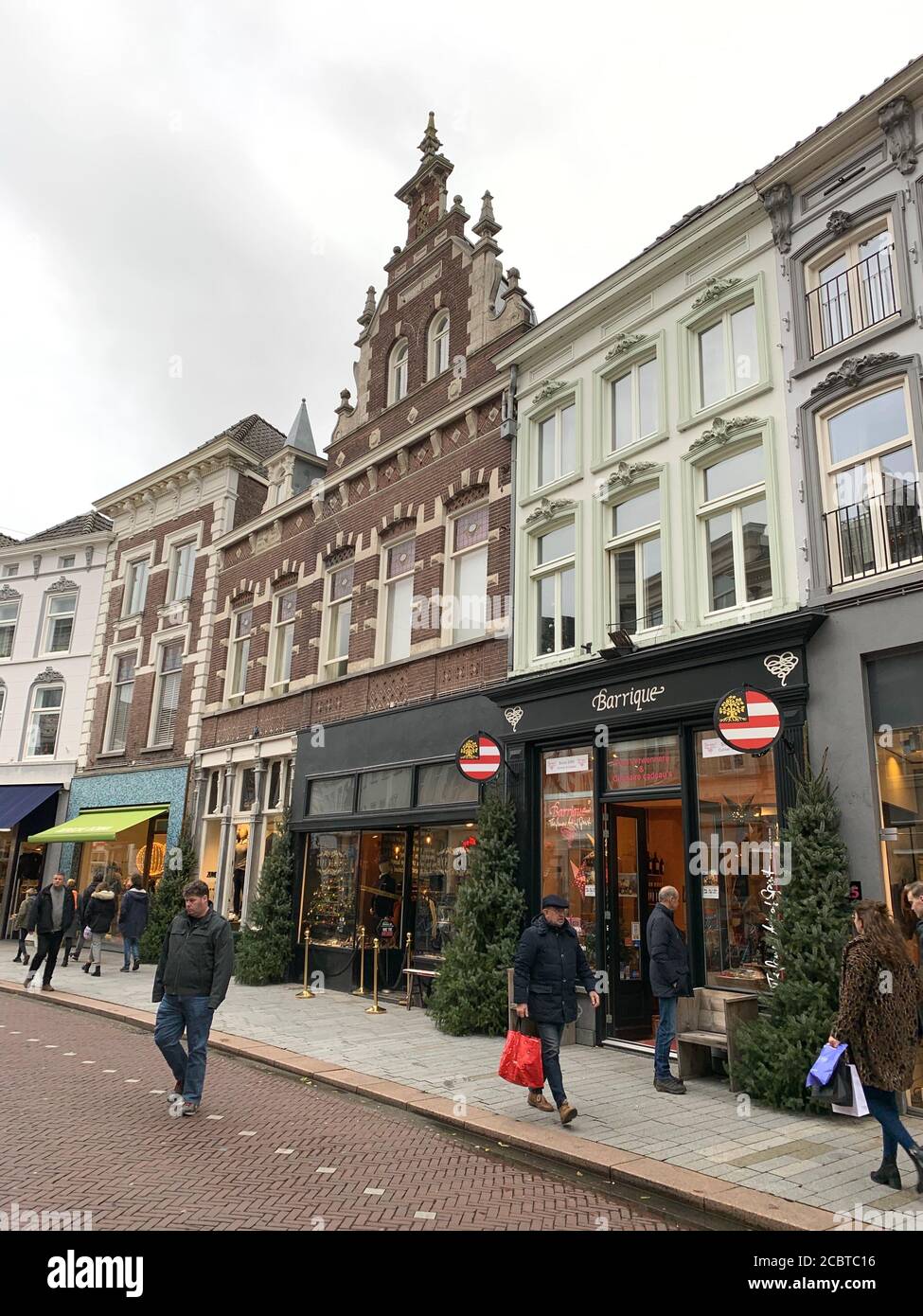 People are walking at the shopping street. Den Bosch / Netherlands Stock Photo