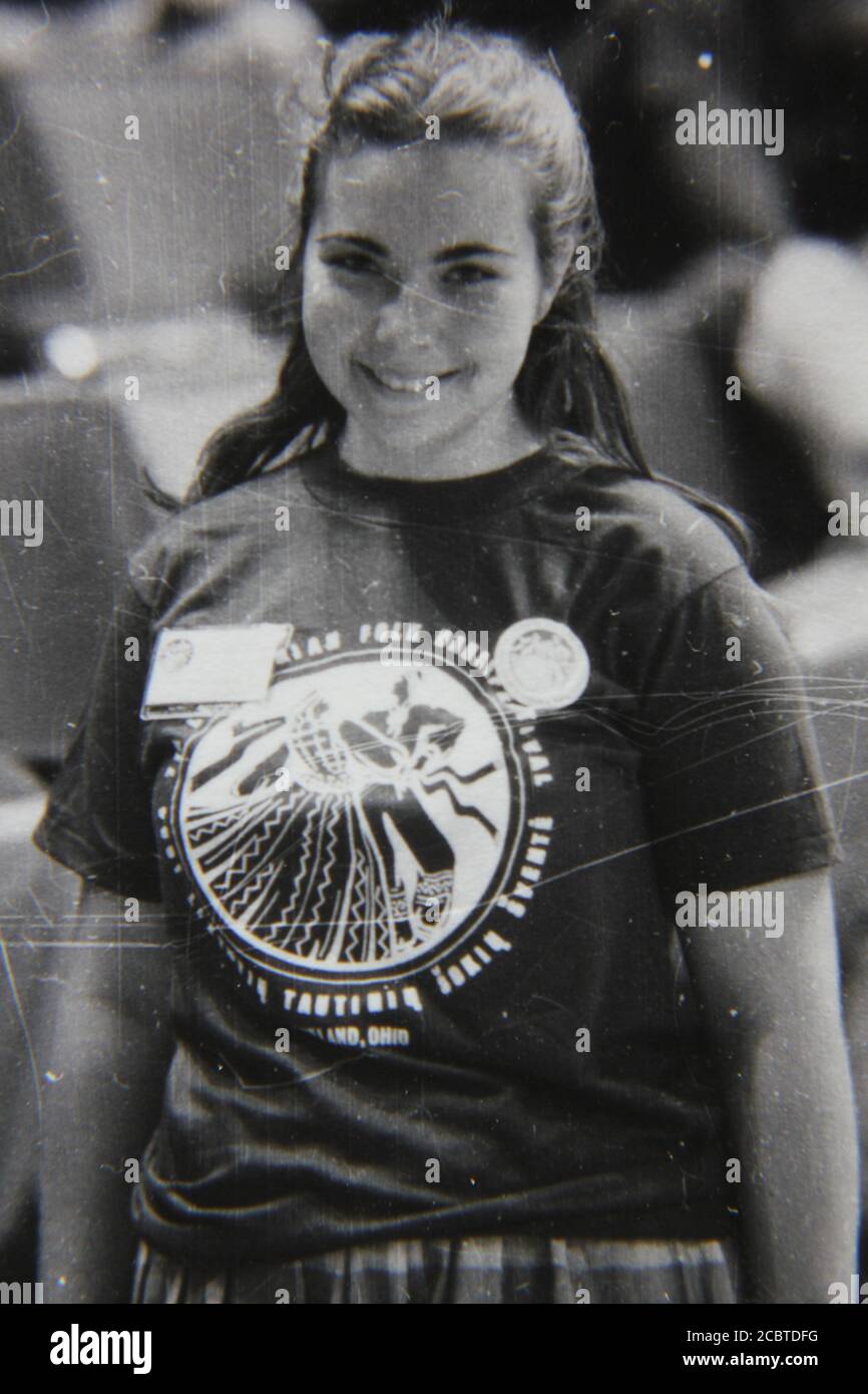Fine 1970s vintage black and white photography of a young teenage girl