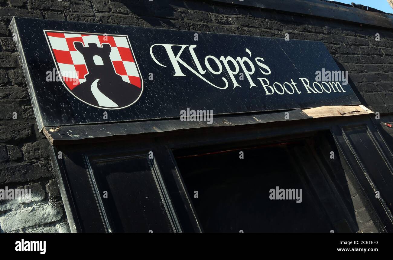 Anfield Klopps Boot Room bar, LFC,Liverpool Football Club, Anfield, Premier League, Merseyside,North West England, UK, L4 2UZ Stock Photo