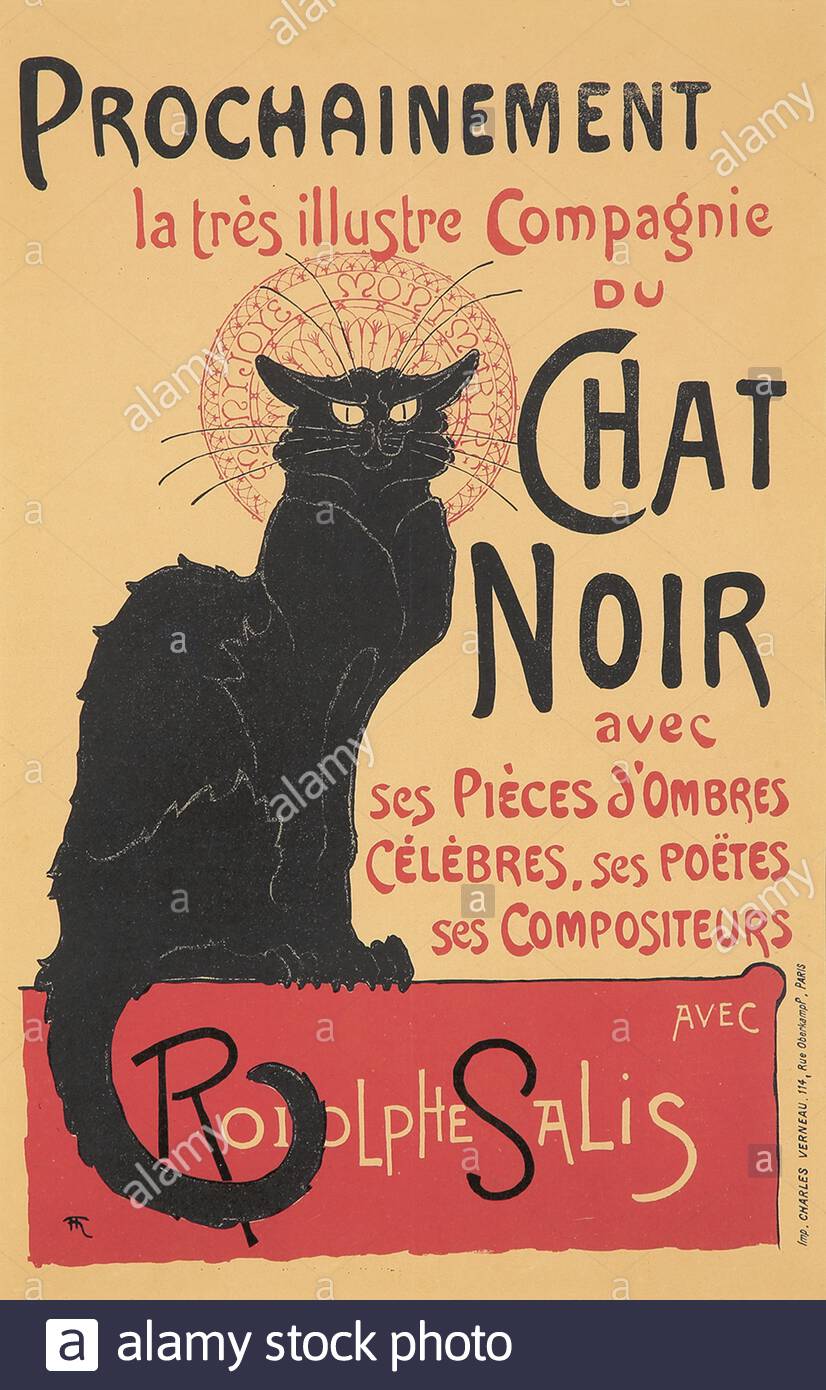 Vintage French Cabaret Poster Chat Noir Black Cat Stock Photo Alamy