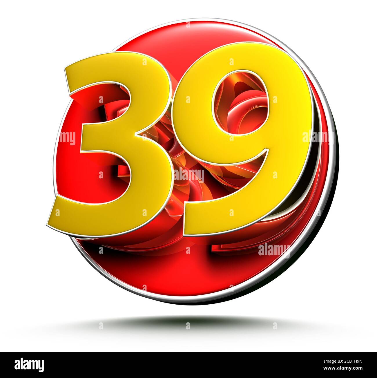 3D illustration Golden number 39 isolated on a white background.(with