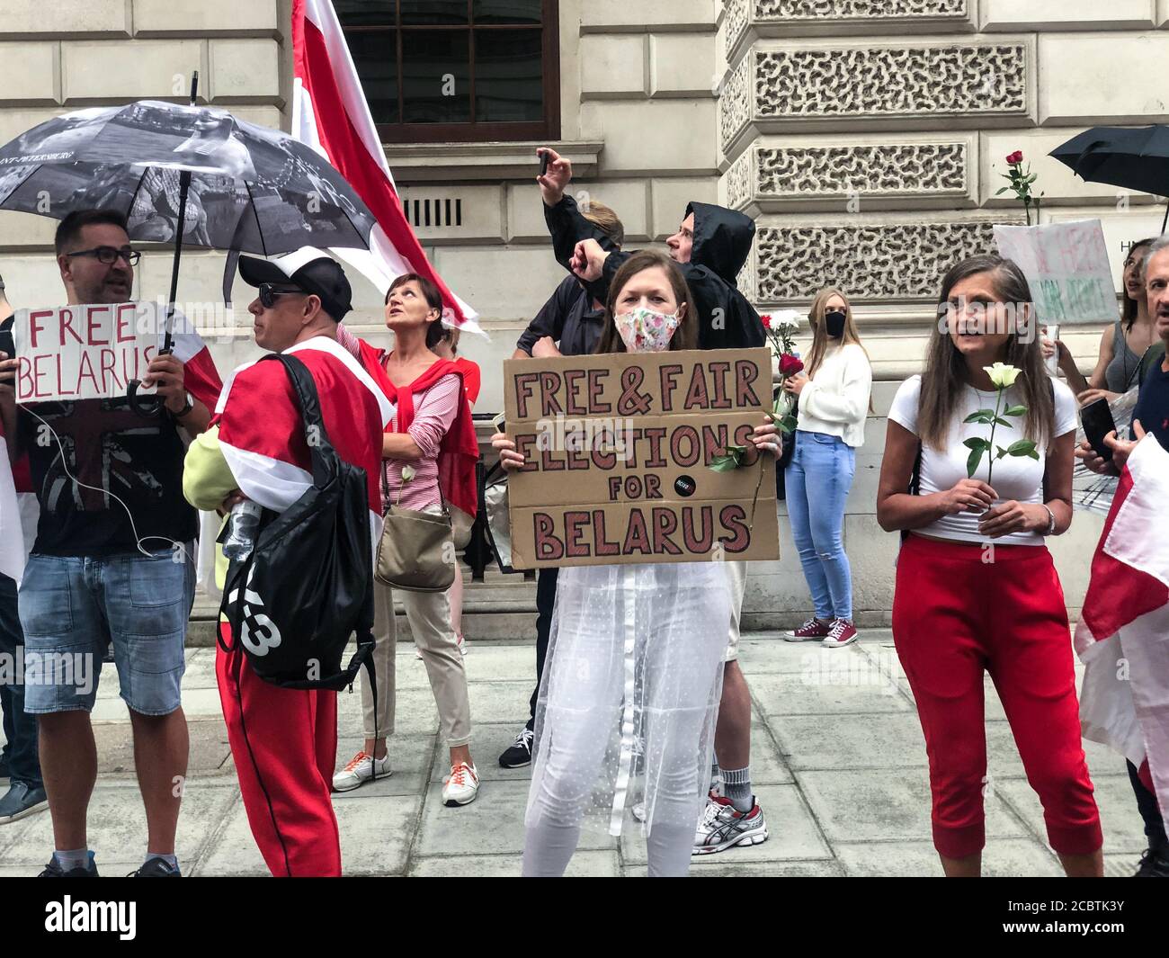 London, UK. 15th Aug, 2020. People in London came together to demonstrate solidarity with Belarus against Lukashenko. (Photo by Laura Chiesa/Pacific Press) Credit: Pacific Press Media Production Corp./Alamy Live News Stock Photo
