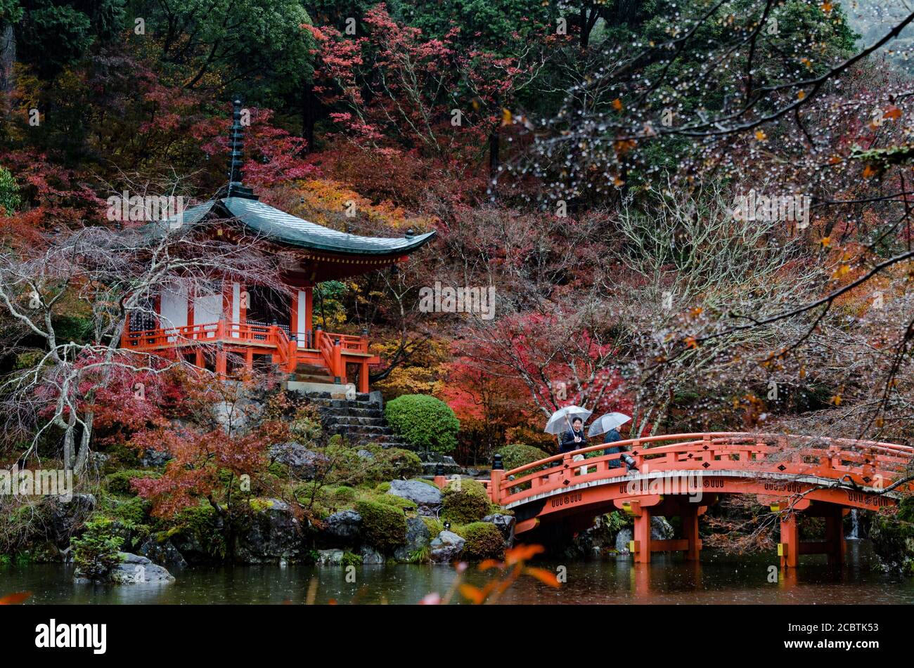 Daigoji temple with autumn foliage leaves in Kyoto, Japan. Here is very famous during autumn season. Stock Photo