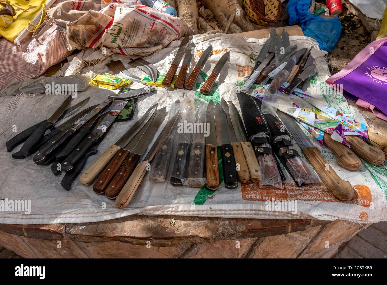 Knives at sale at the Nizwa marekt Stock Photo