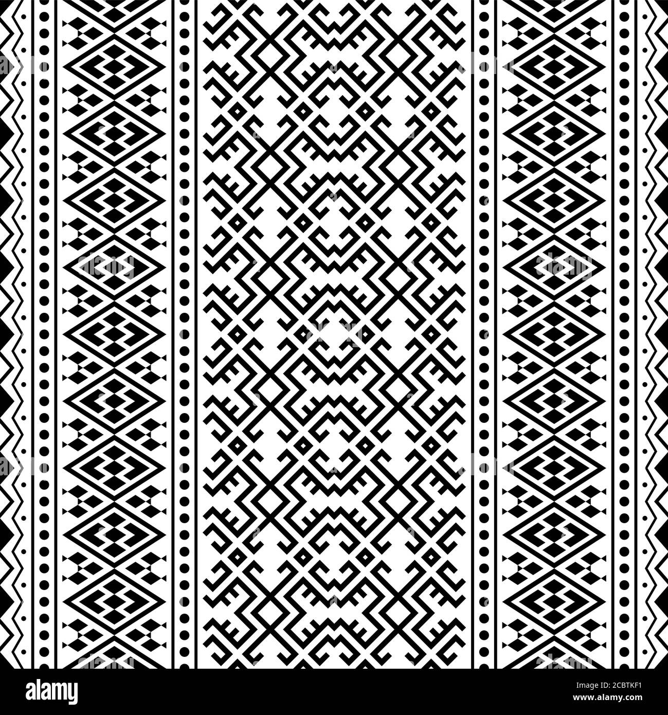 Geometric Seamless ethnic Pattern texture design vector in black and ...
