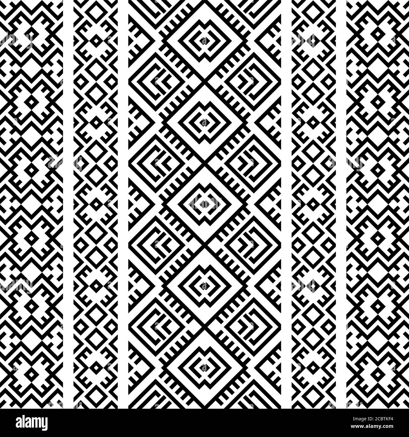 Geometric Seamless ethnic Pattern texture design vector in black and ...