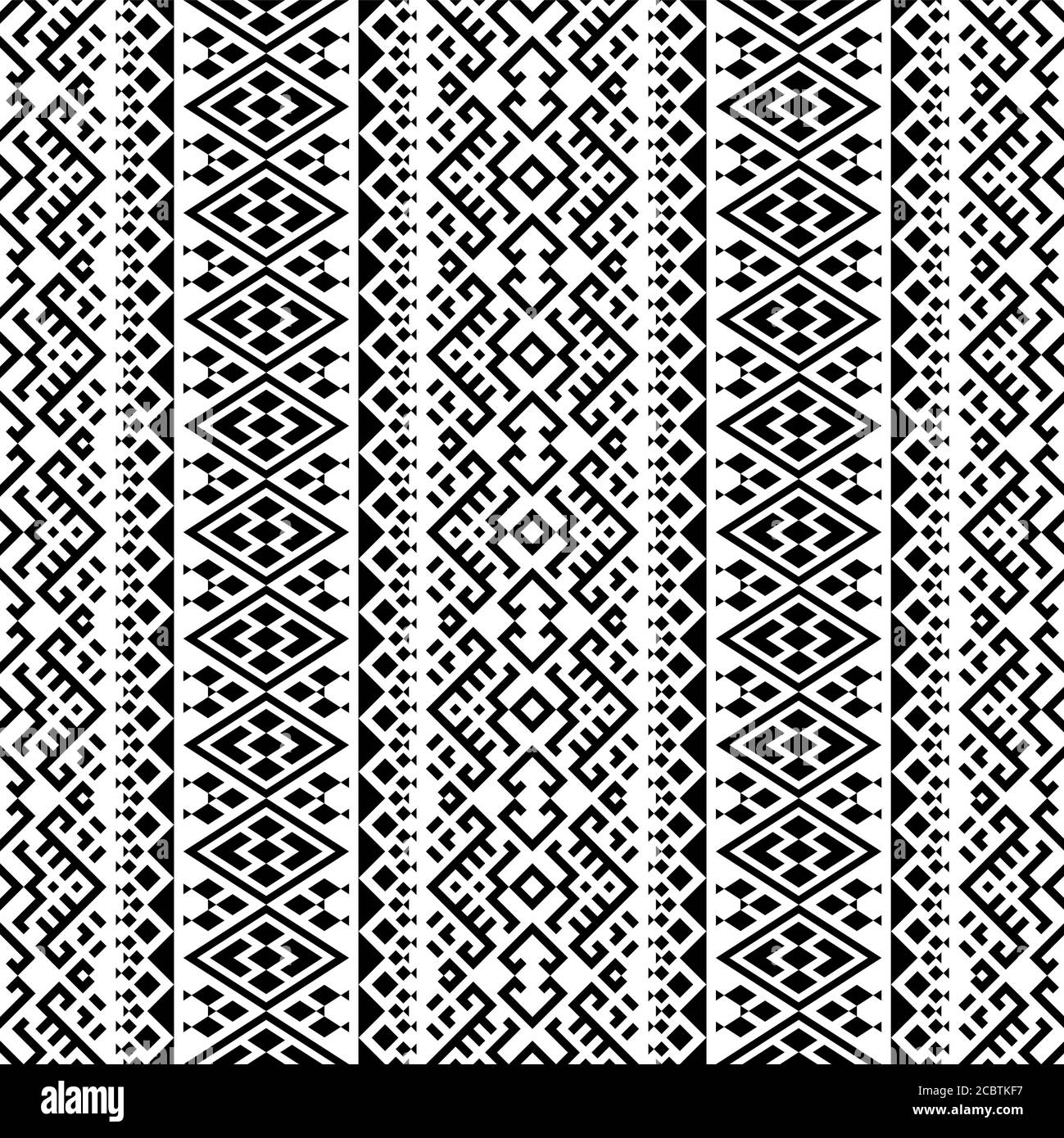 Geometric Seamless ethnic Pattern texture design vector in black and ...