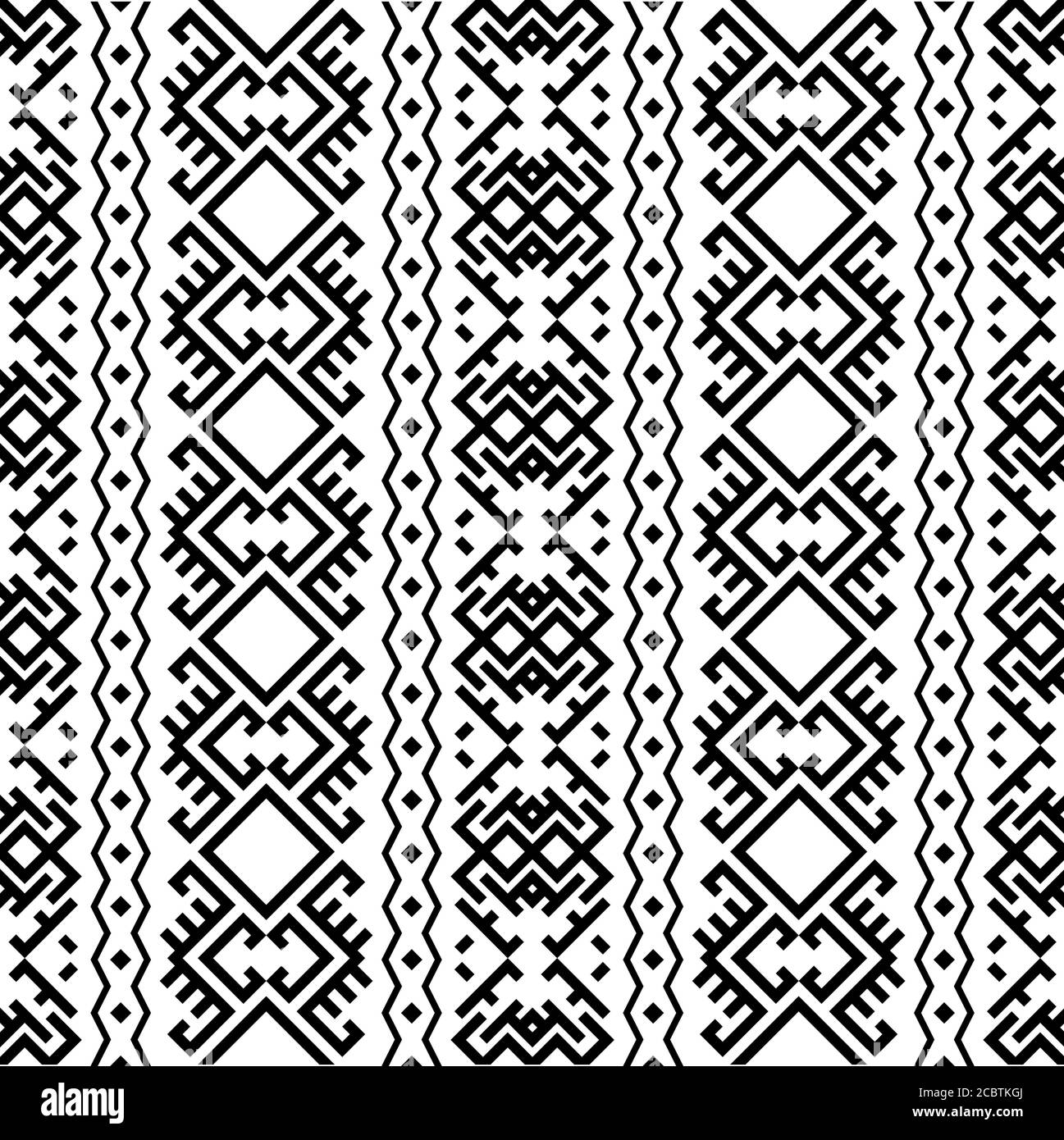 Geometric Seamless ethnic Pattern texture design vector in black and ...
