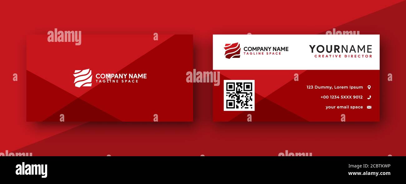 business card design . modern abstract business card design with red color Stock Vector