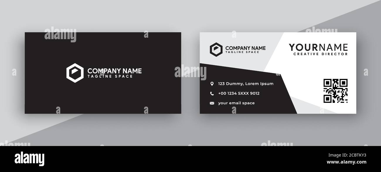 black and white business card design . clean and modern style . vector illustration Stock Vector