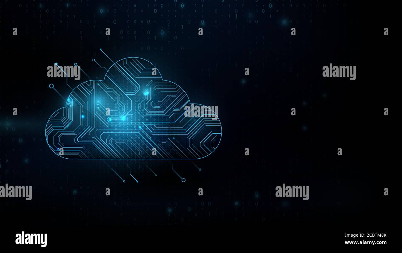 Cloud computing technology internet storage concept with circuit board. Internet data services. Vector illustration Stock Vector