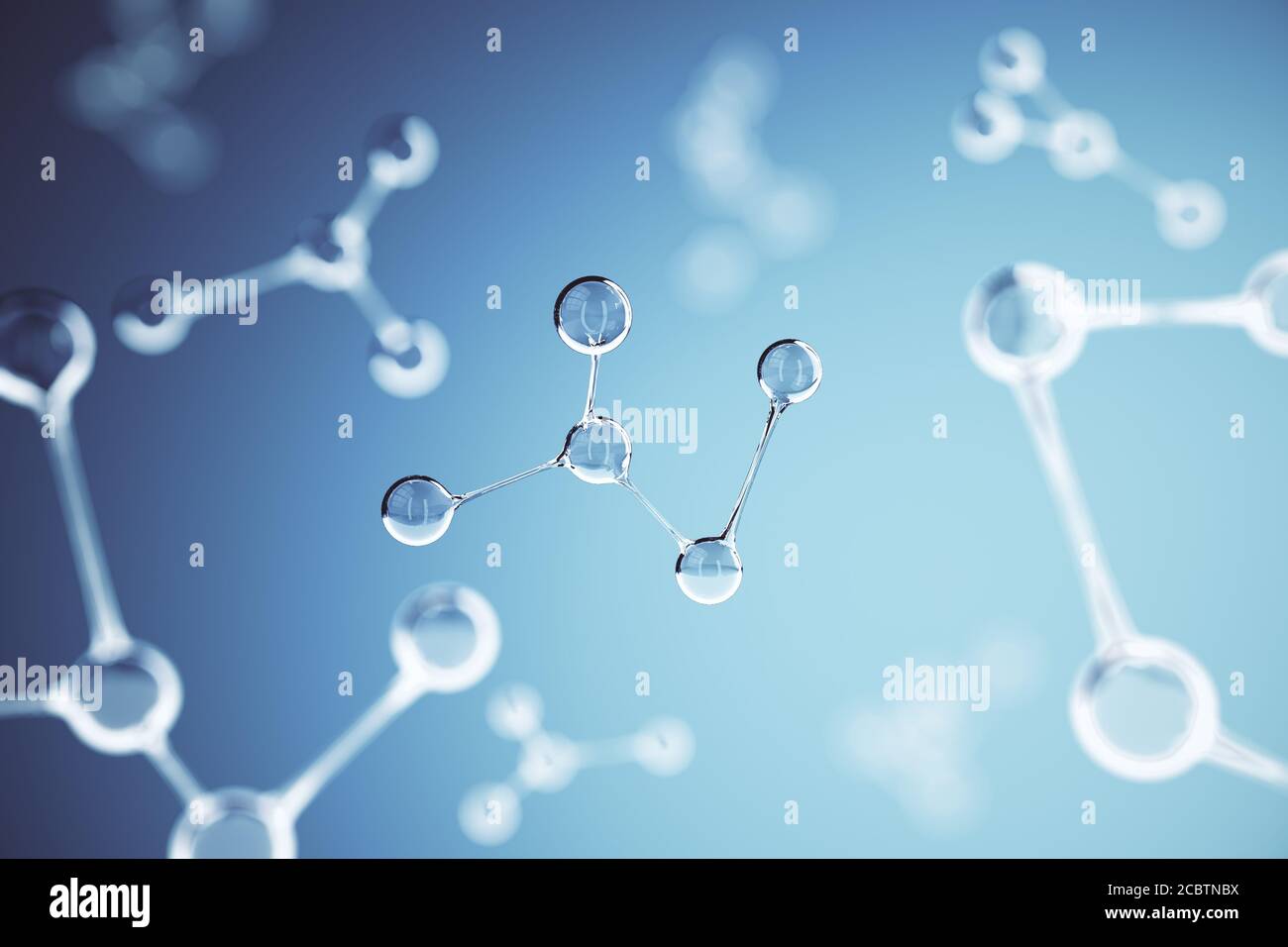 abstract background with a molecules of water. 3d rendering Stock Photo