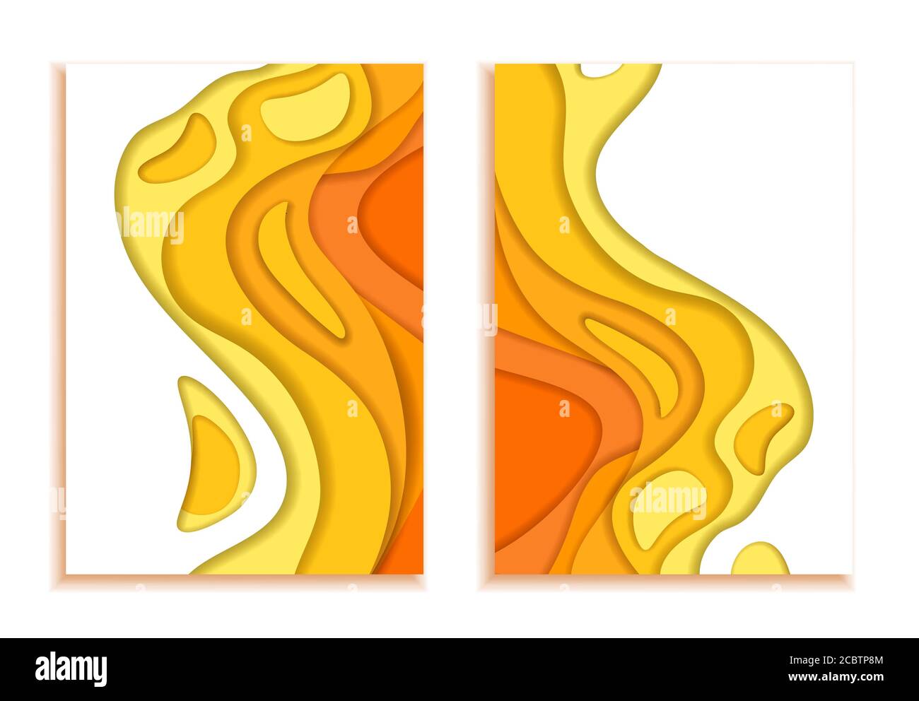 Book covers. Waves from orange yellow 3d paper. Design layout in autumn ...