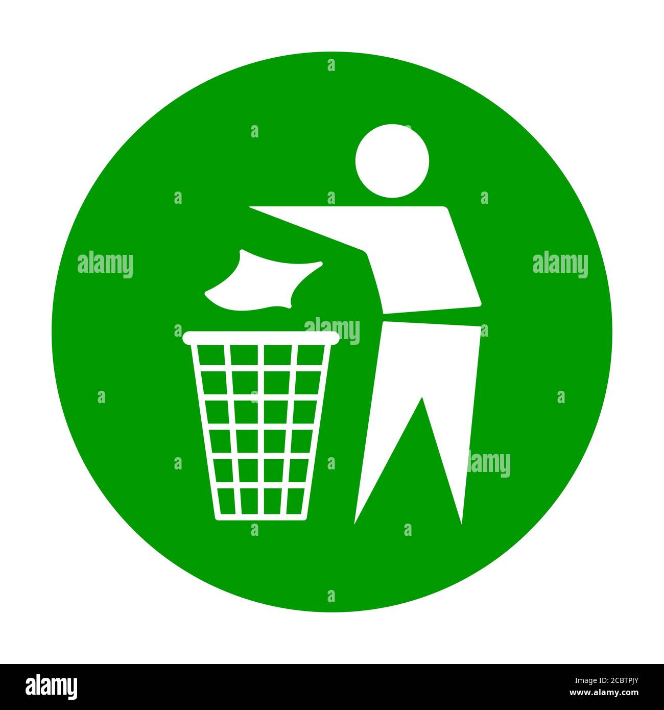 Do not litter flat icon in green circle isolated on white background. Keep it clean vector illustration. Tidy symbol . Stock Vector