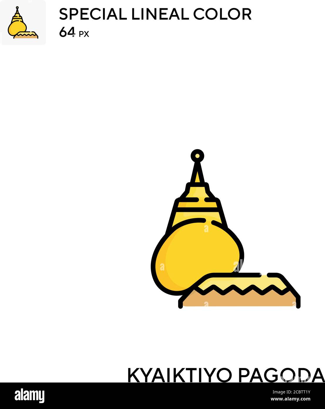 Kyaiktiyo pagoda Special lineal color vector icon. Kyaiktiyo pagoda icons for your business project Stock Vector
