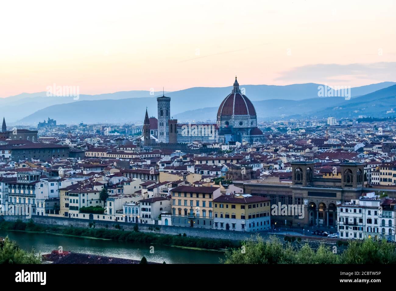 A landscape view of Florence from Piazzale Michelangelo Stock Photo