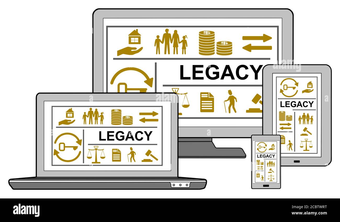 Legacy concept on different devices, isolated on white Stock Photo - Alamy