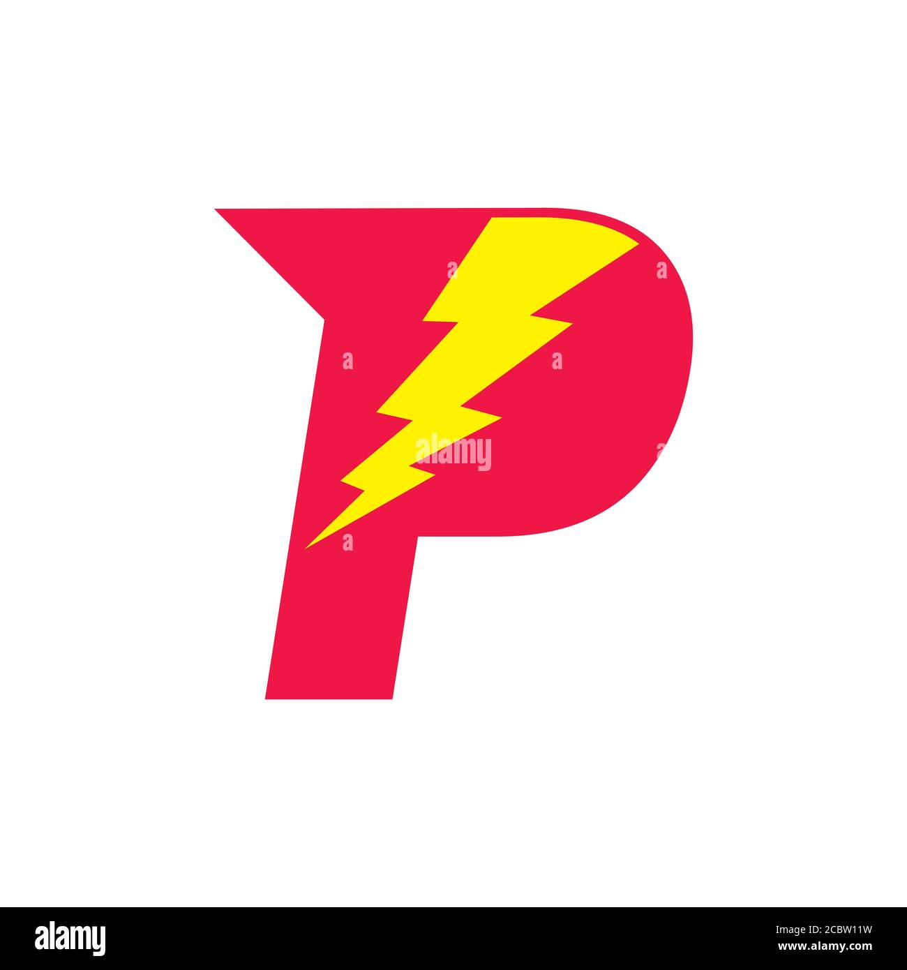 letter p simple geometric thunder logo vector Stock Vector