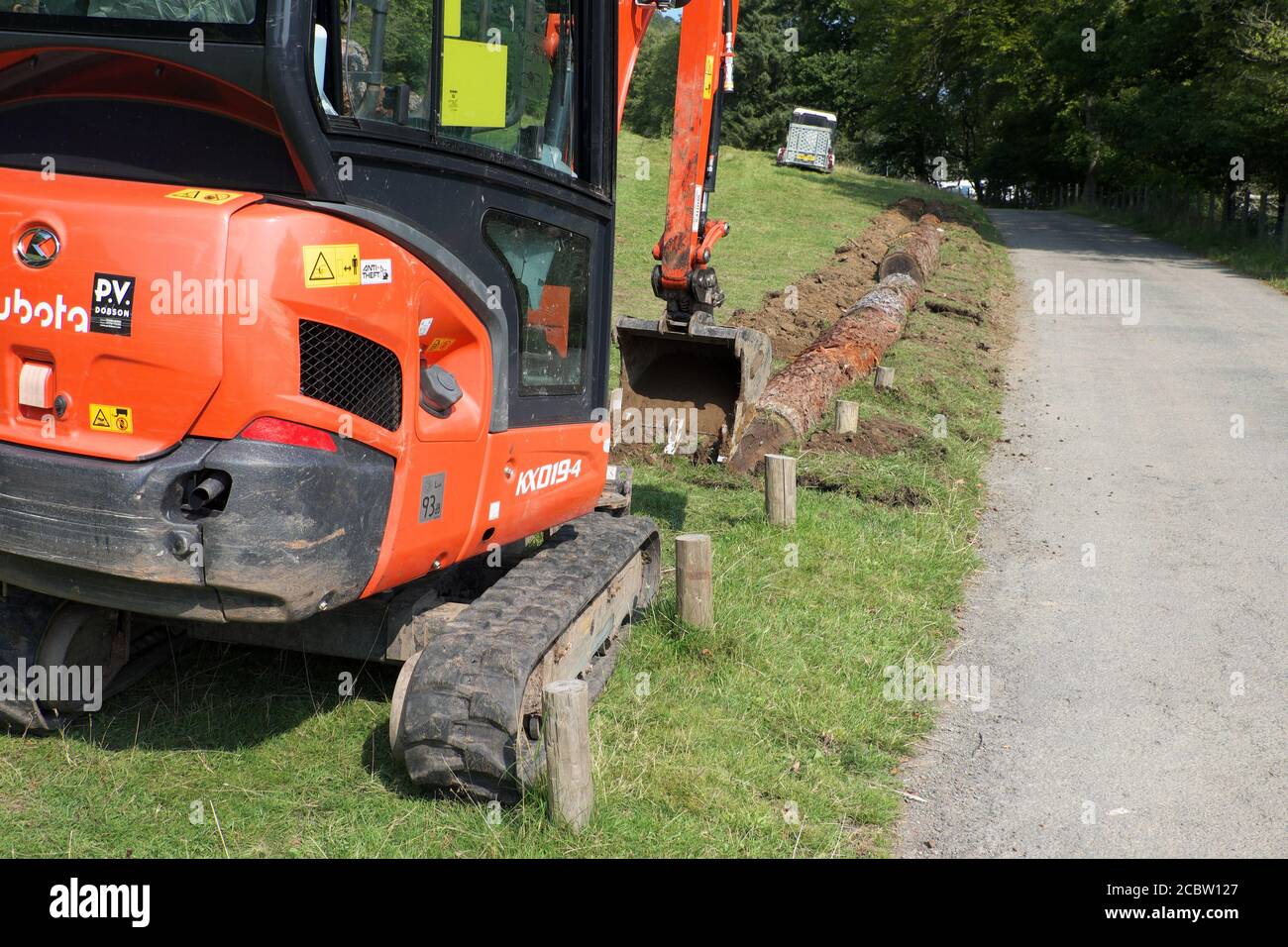 With a big rise in visitors post-lockdown, and Lake District roads being blocked, the National Trust is trying to prevent careless parking Stock Photo