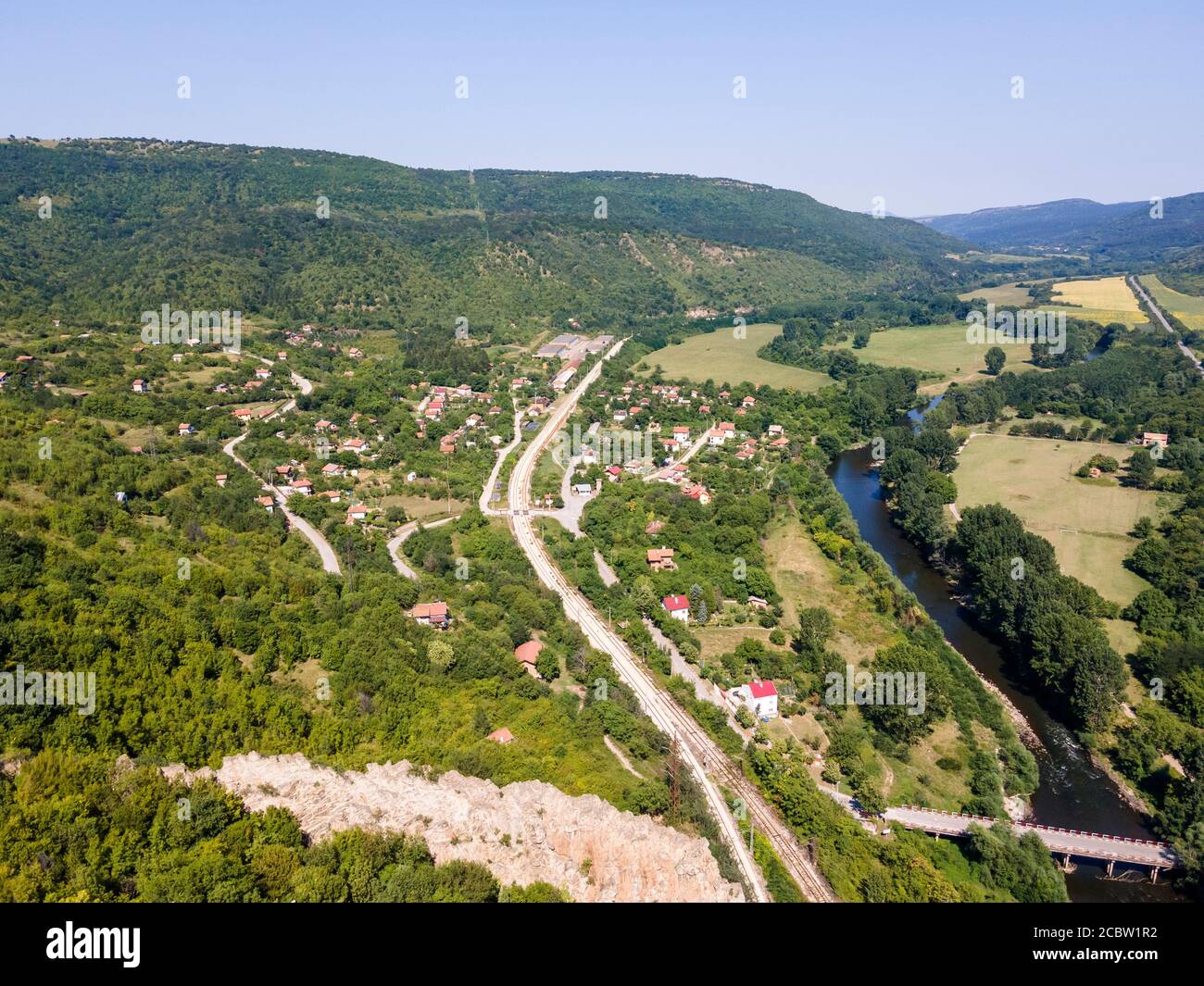 Aerial view of rock formations Ritlite at Iskar River Gorge, Balkan ...