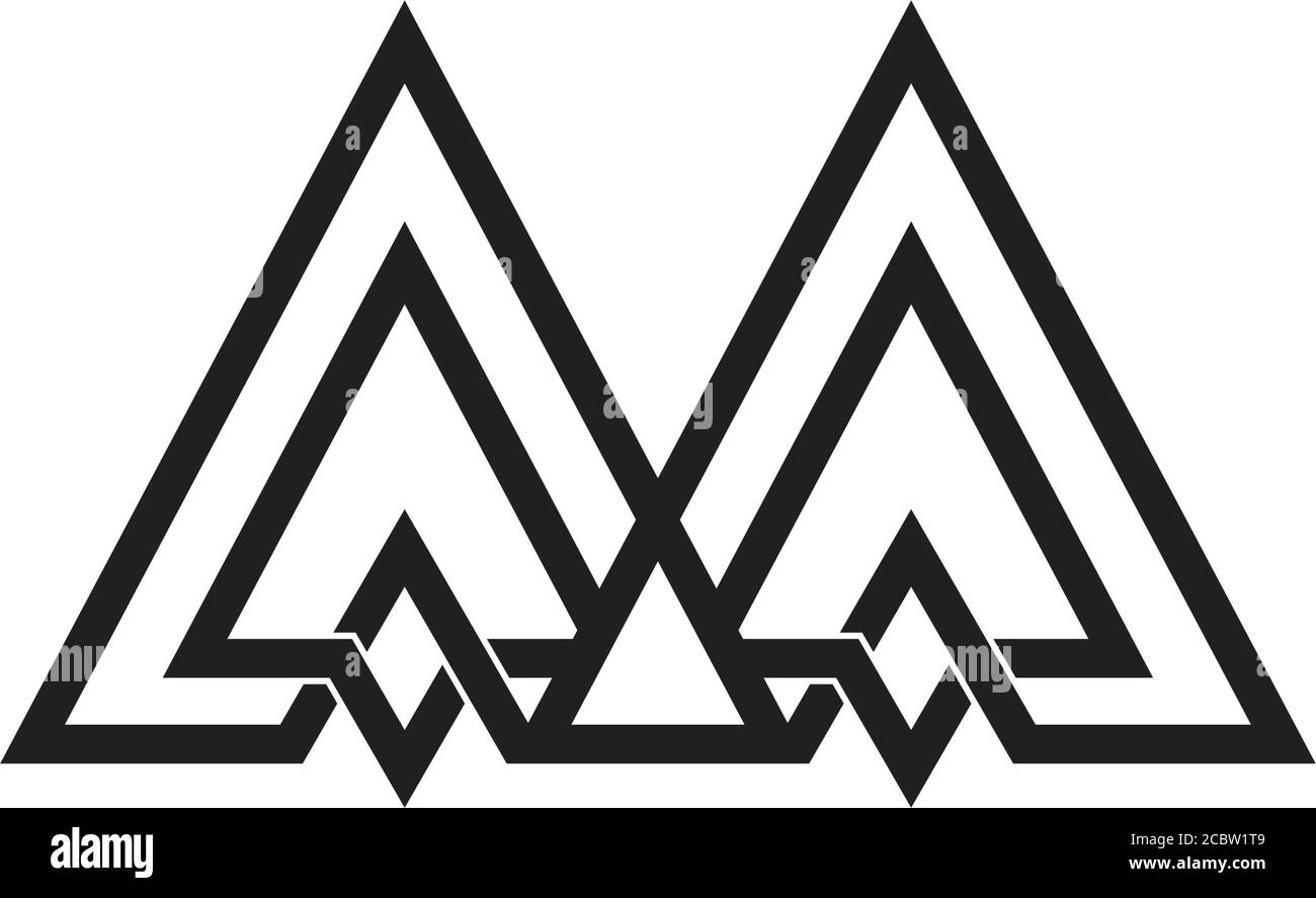 letter m linked triangle lines art design vector Stock Vector