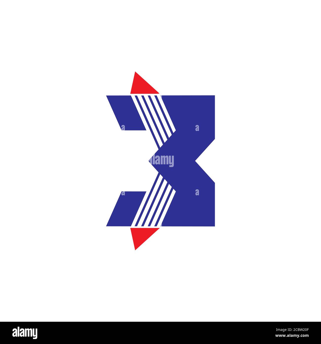 number 3 motion arrow geometric logo vector Stock Vector